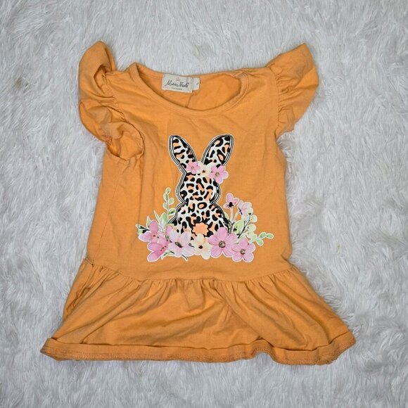 Marie Nicole Orange Leopard Bunny Garden Ruffle Outfit Large - Picture 7 of 8